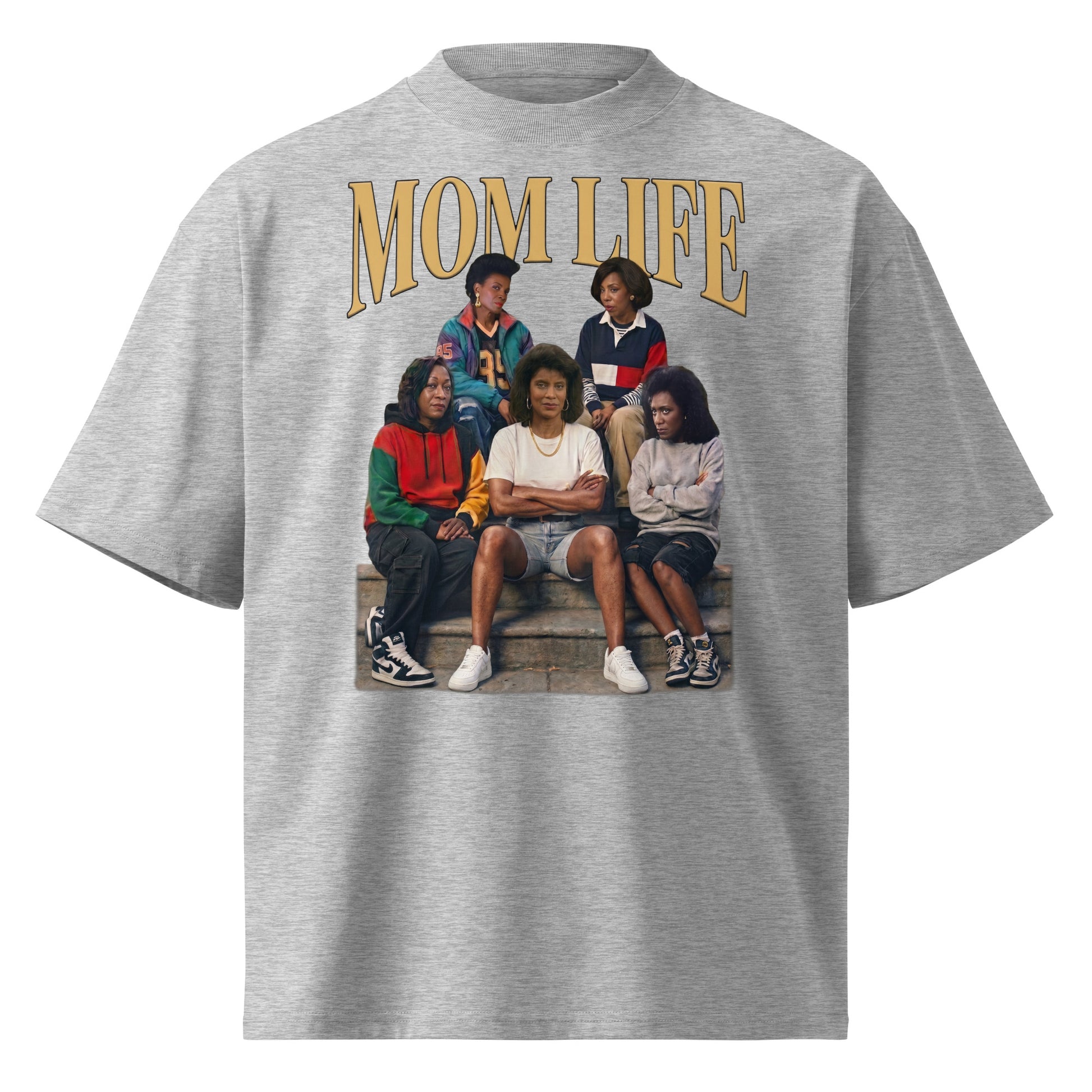 90s Nostalgia MOM LIFE Shirt | Vintage Millennial Style Heather Grey
