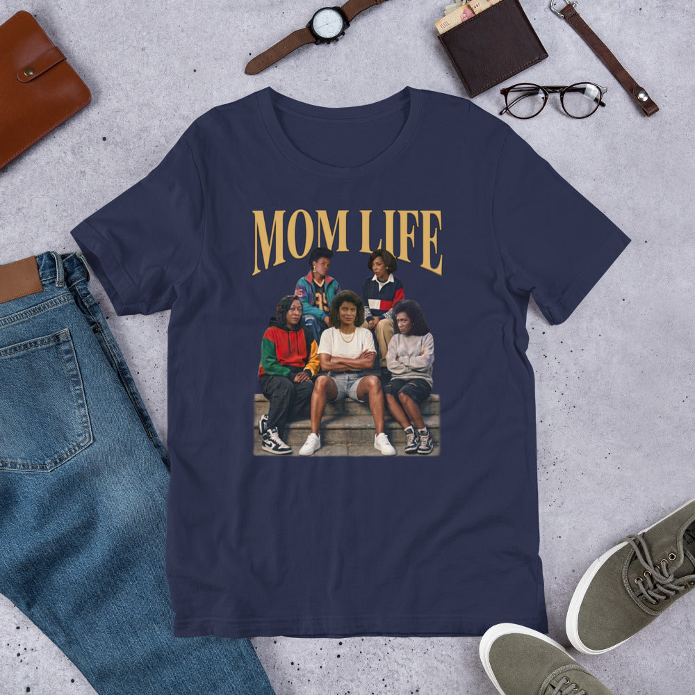 90s Nostalgia MOM LIFE Shirt | Vintage Millennial Style Navy